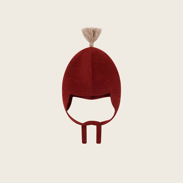 Contrast Baby Tassel Hat (Paprika)