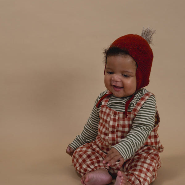 Contrast Baby Tassel Hat (Paprika)