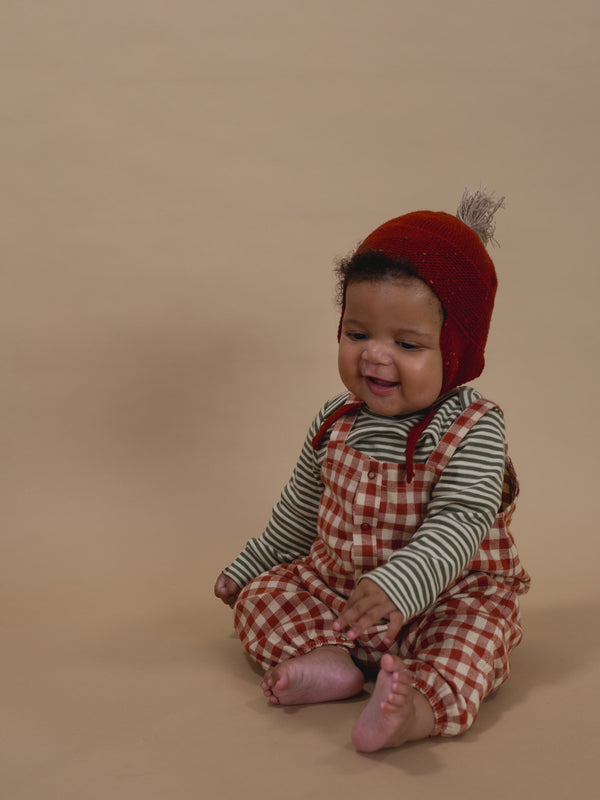 Contrast Baby Tassel Hat (Paprika)
