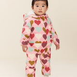 Baby Girls Ruffle Snowsuit (Multi Harvest Hearts)