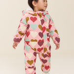 Baby Girls Ruffle Snowsuit (Multi Harvest Hearts)