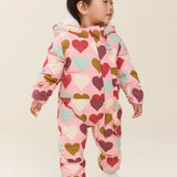 Baby Girls Ruffle Snowsuit (Multi Harvest Hearts)