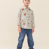 Boys Long Sleeve Jack Shirt (Space Rocket)