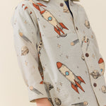 Boys Long Sleeve Jack Shirt (Space Rocket)