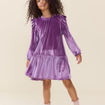 Girls Harper Dress (Lavender Velour)