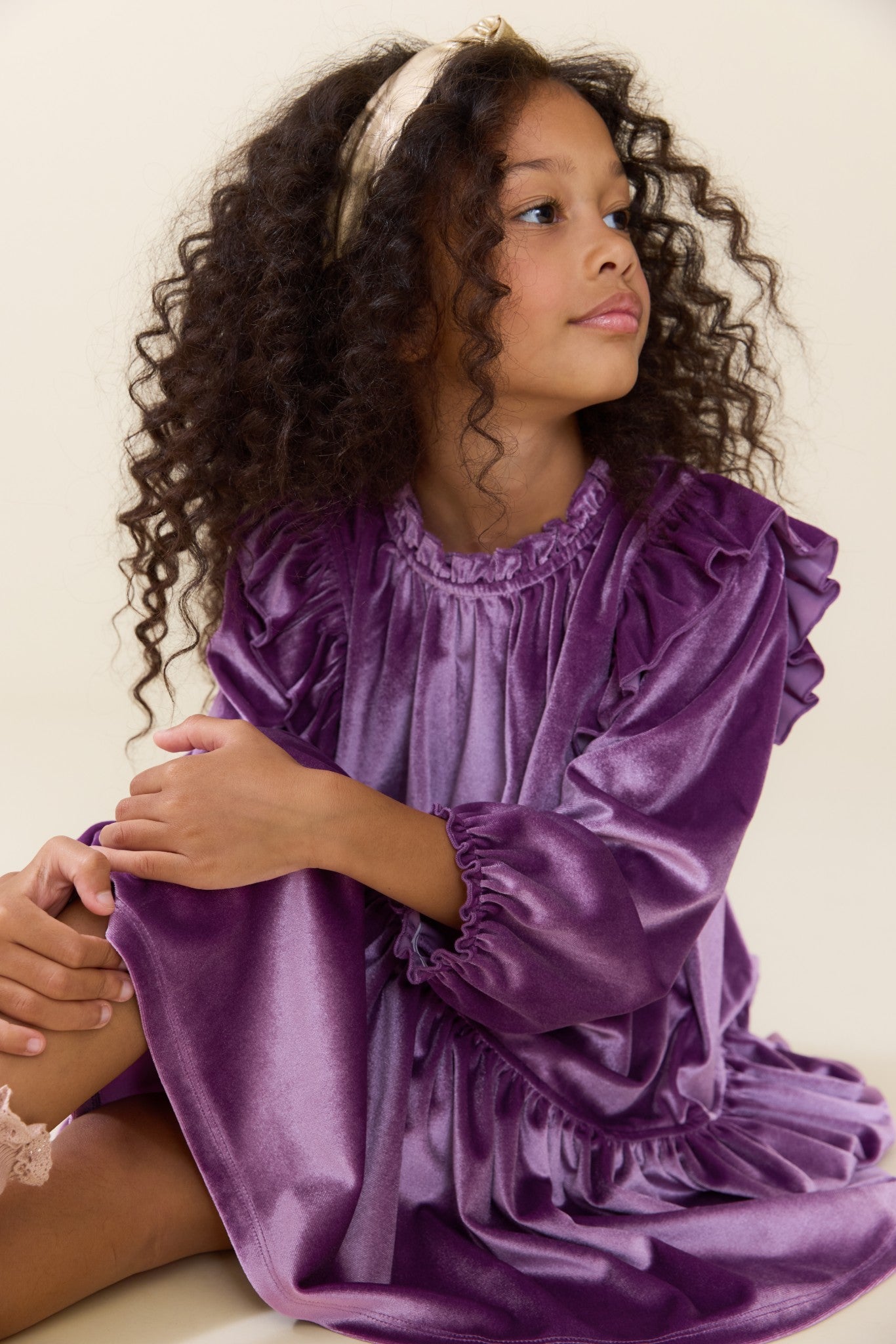 Girls Harper Dress (Lavender Velour)