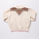 Girls Western Zip Sweater (Cream and Brown)