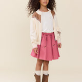 Girls Western Zip Sweater (Cream and Brown)