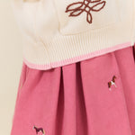 Girls Western Zip Sweater (Cream and Brown)