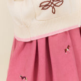 Girls Western Zip Sweater (Cream and Brown)
