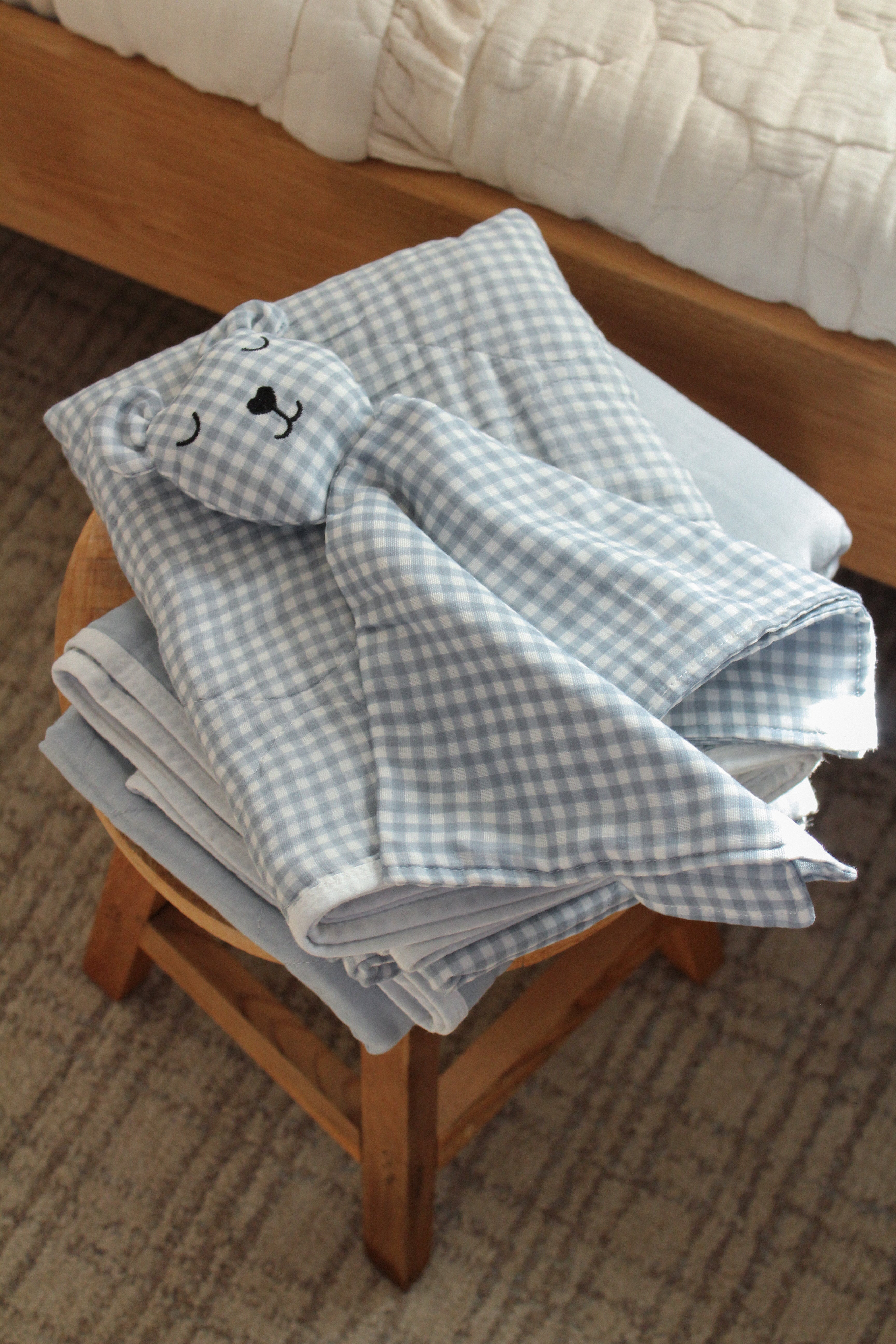 Quilted Gauze Blanket (Dusty Blue Gingham)