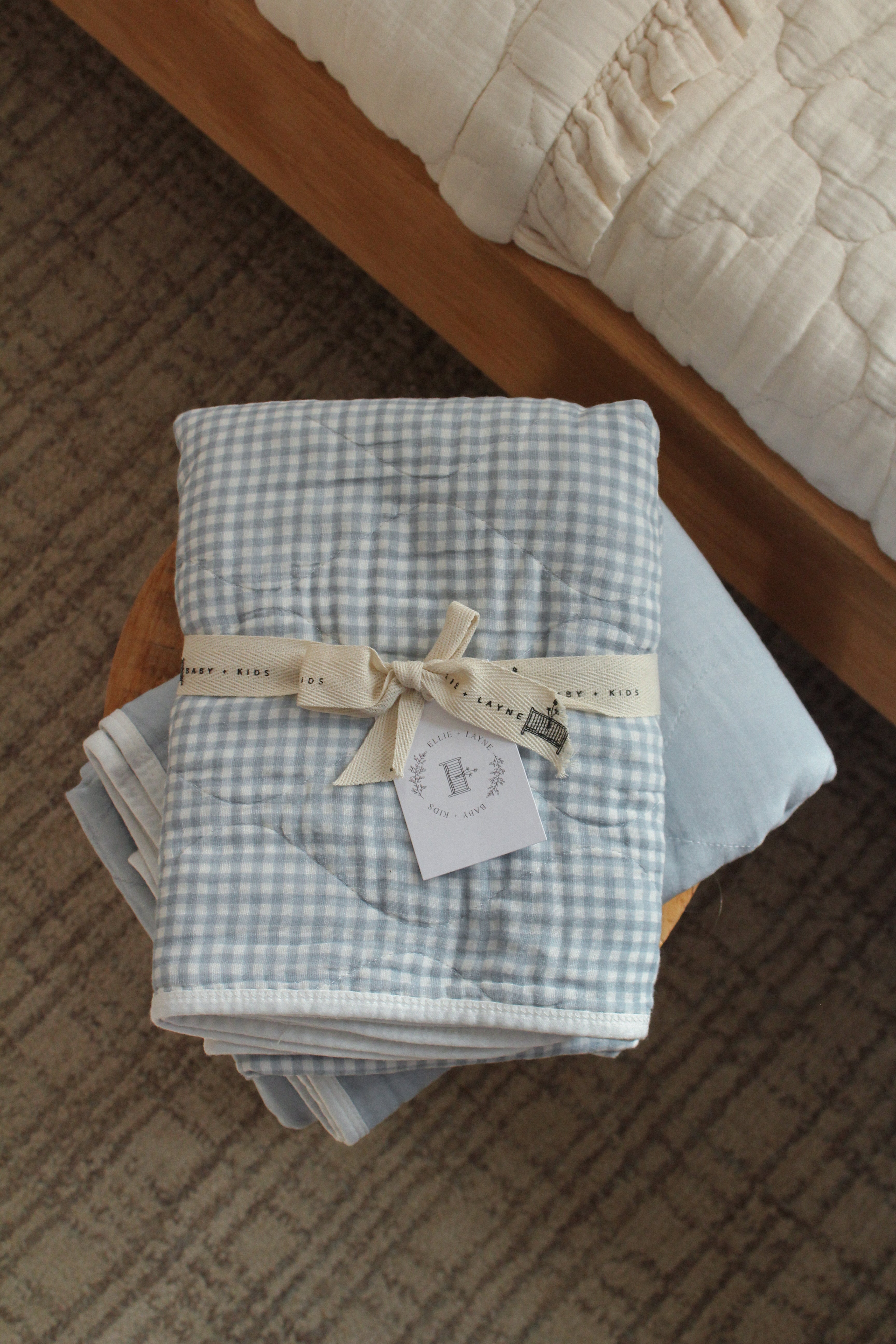 Quilted Gauze Blanket (Dusty Blue Gingham)