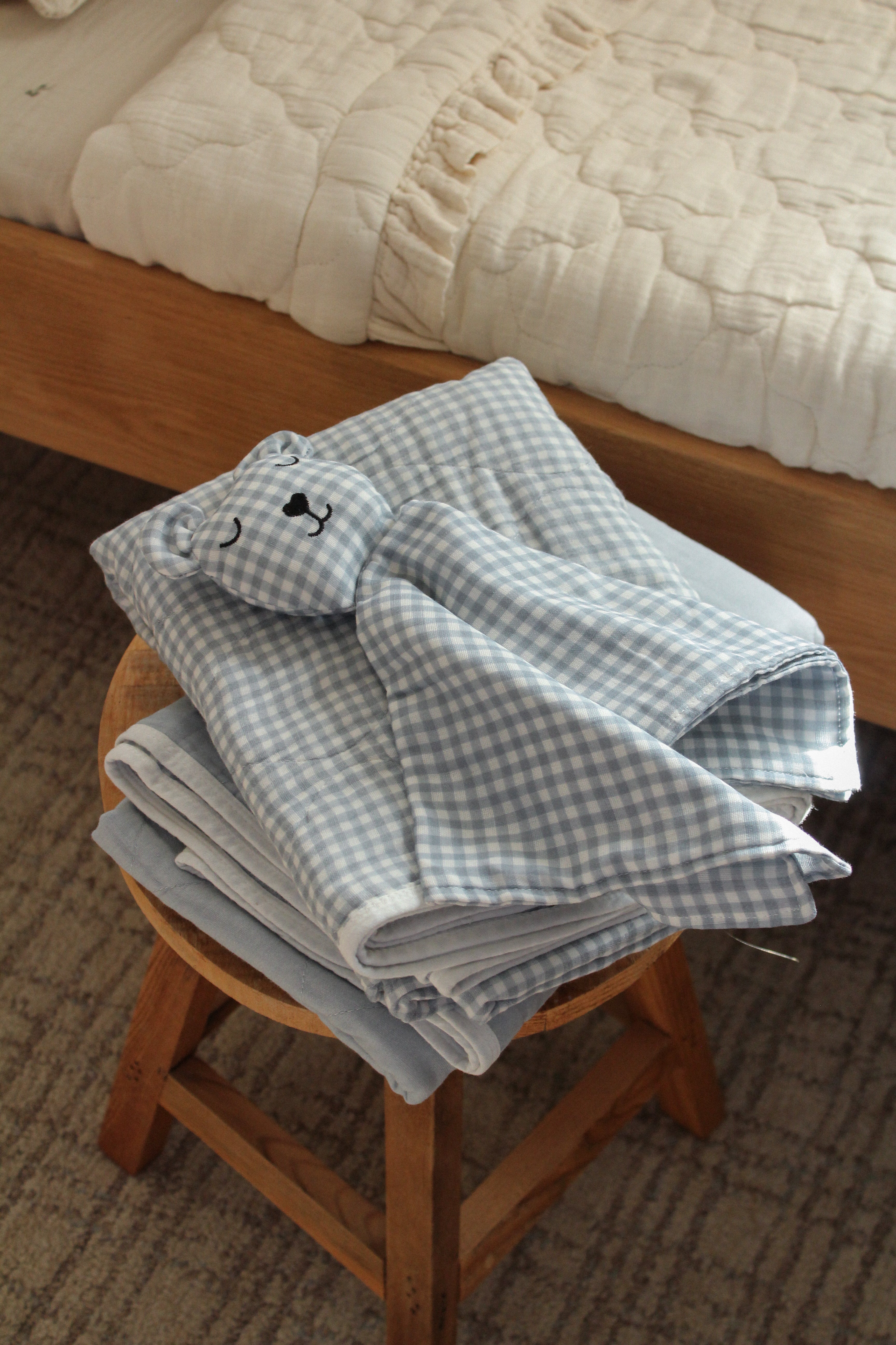 Quilted Gauze Blanket (Dusty Blue Gingham)