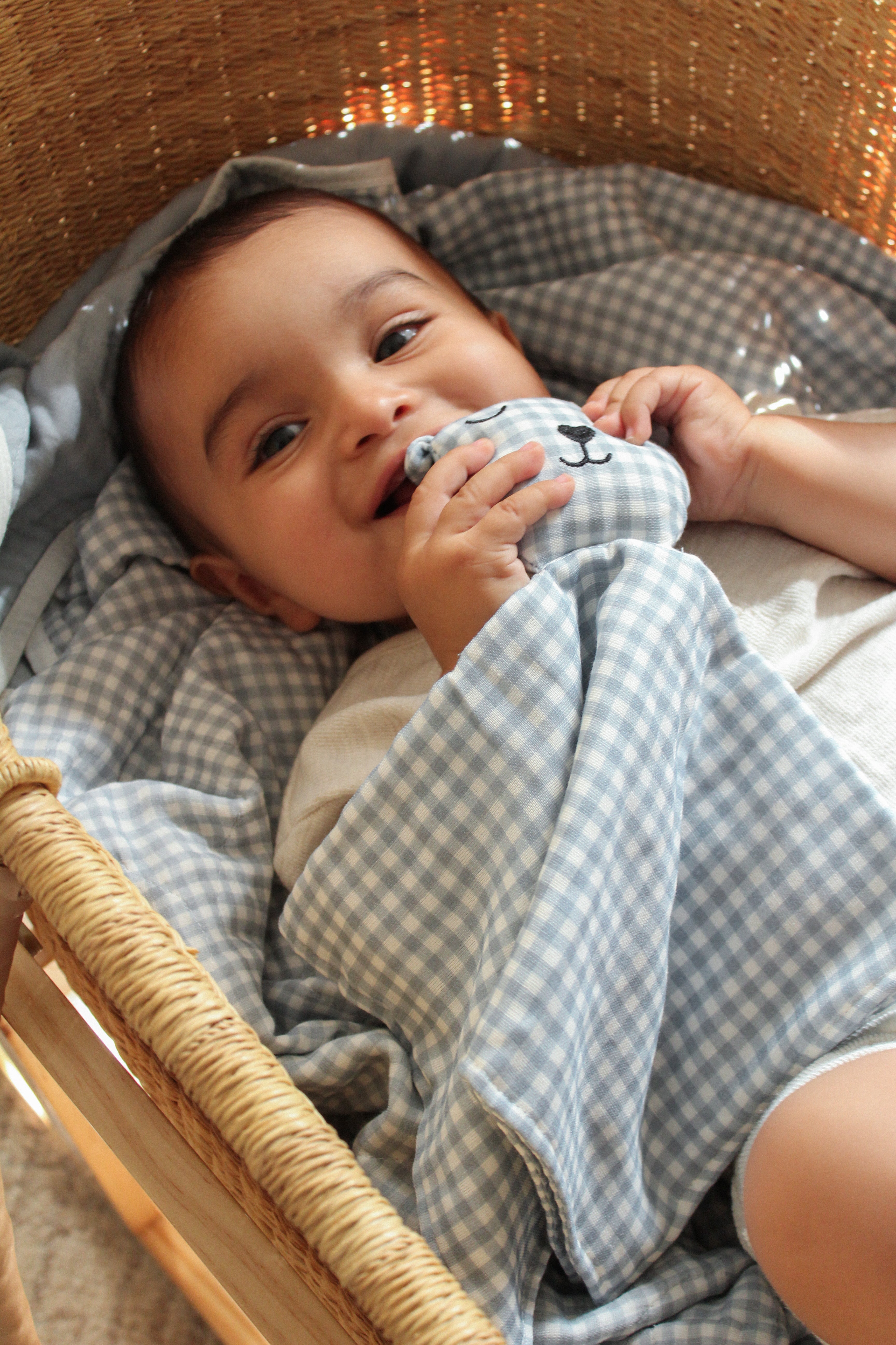 Quilted Gauze Blanket (Dusty Blue Gingham)