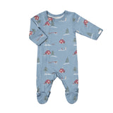 Zipper Footie (Chalet on Steel Blue)