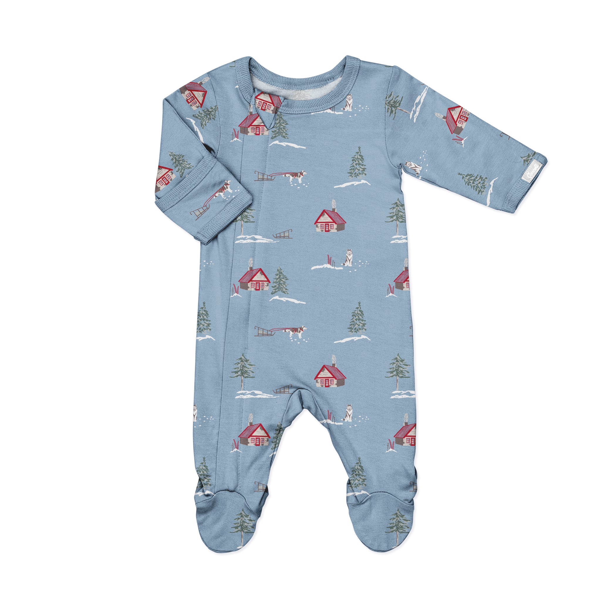 Zipper Footie (Chalet on Steel Blue)