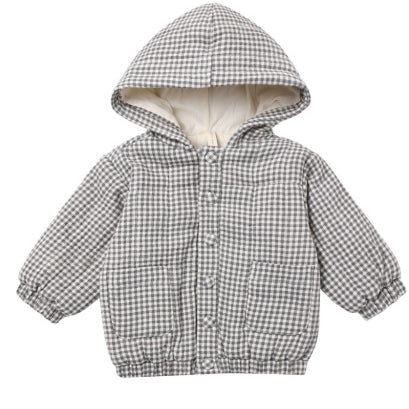 Hooded Woven Jacket (Midnight Gingham)