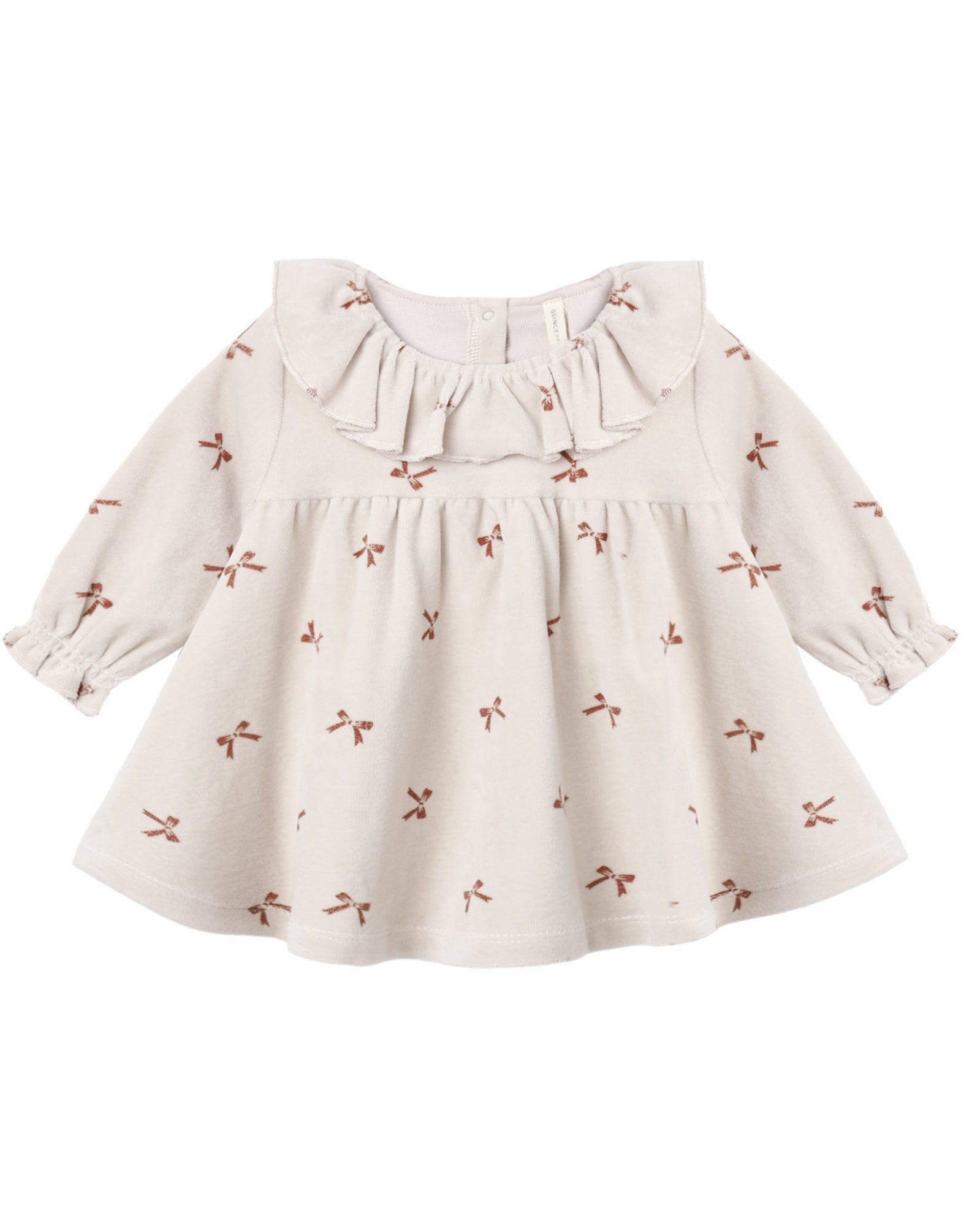 Velour Baby Dress (Red Bows)