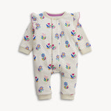 French Terry Baby Romper (Floral Ivory)