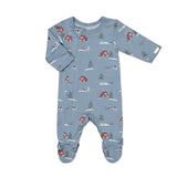 Zipper Footie (Chalet on Steel Blue)