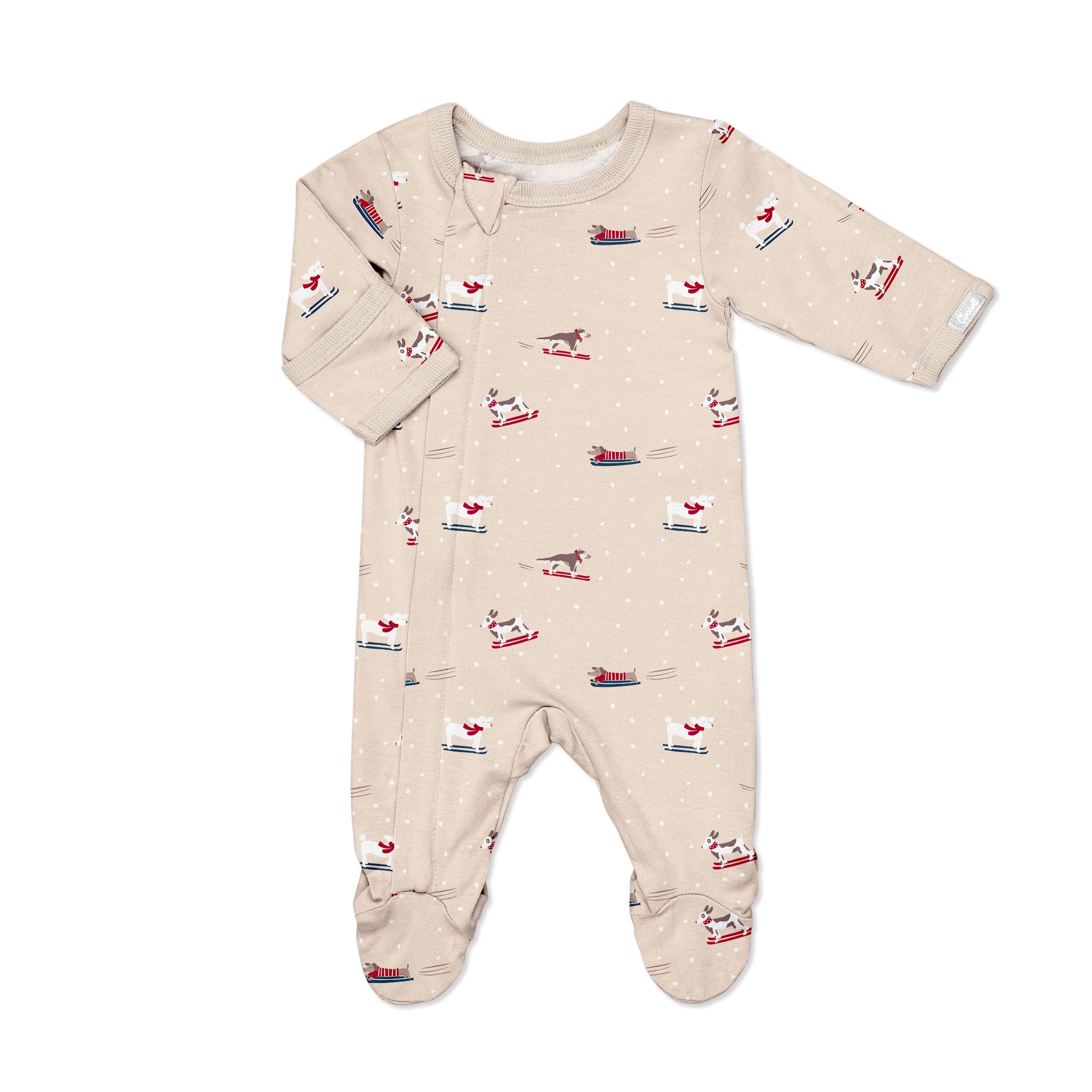 Zipper Footie (Ski Dogs on Oatmilk)