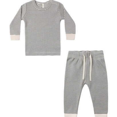 Waffle Top + Pant Set (Midnight Microstripe)