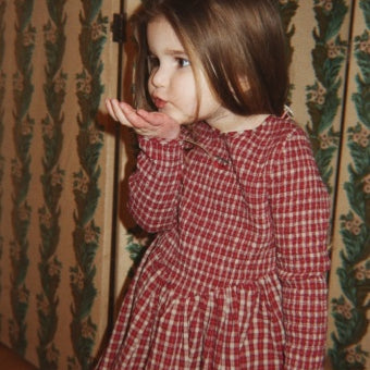 Elin Smock Dress (Brick Check)