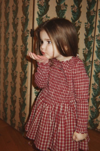 Elin Smock Dress (Brick Check)