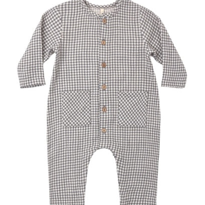 Pocketed Woven Jumpsuit (Midnight Gingham)
