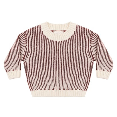 Relaxed Knit Sweater (Black Cherry Stripe)