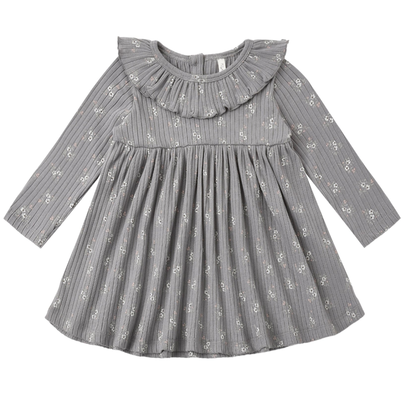 Ruffle Collar Dress (Slate Bloom)