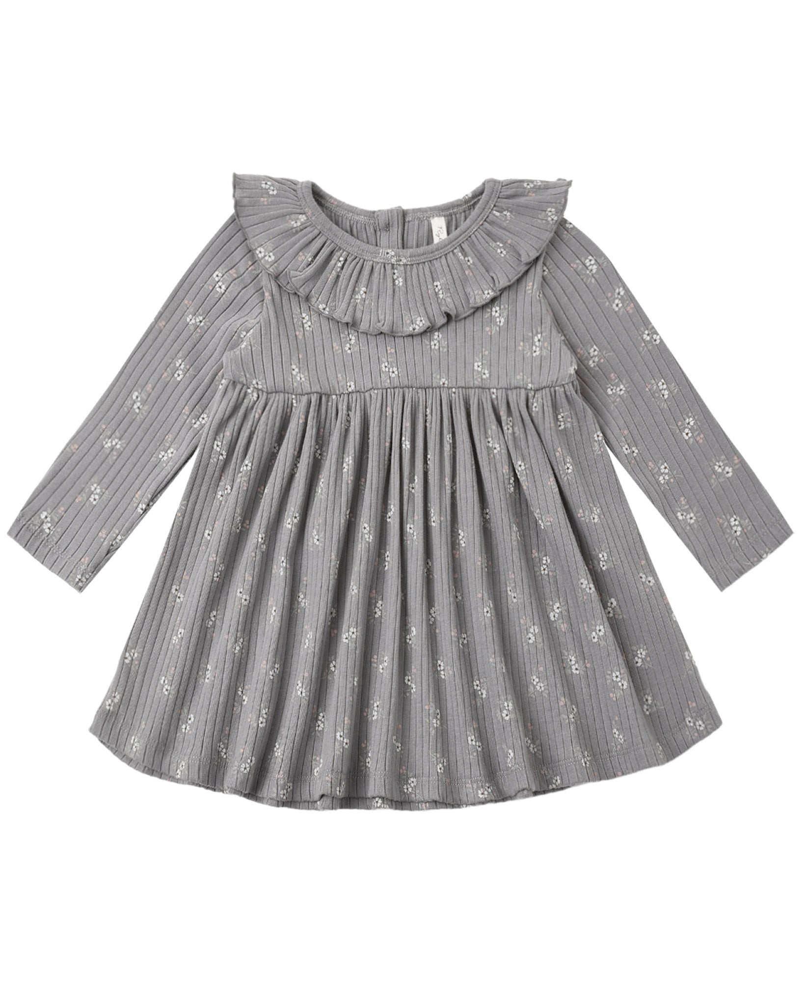 Ruffle Collar Dress (Slate Bloom)