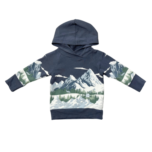 Boys Scenic Raglan Hoodie (Mountains on Nightfall Blue)