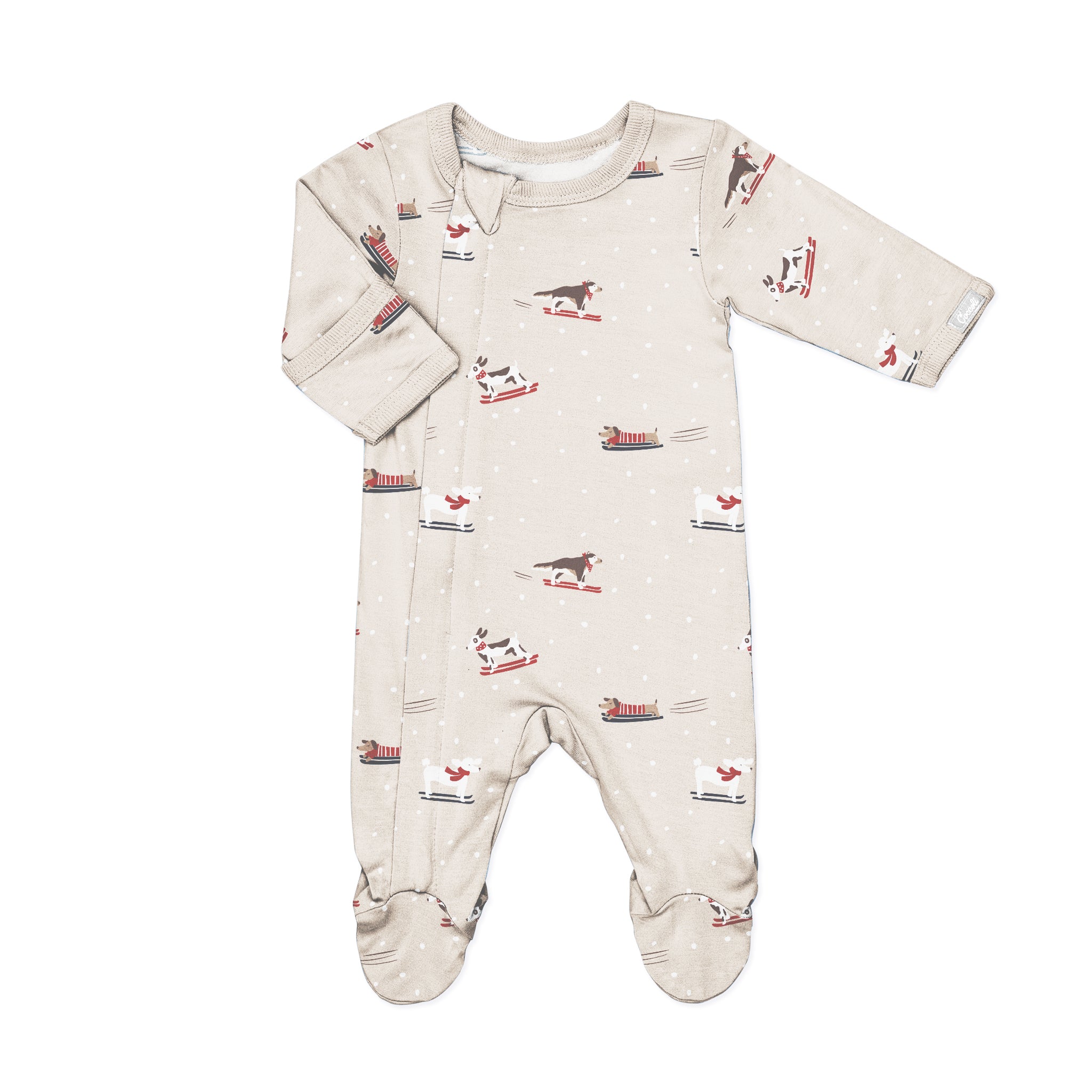Zipper Footie (Ski Dogs on Oatmilk)
