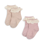 2 Pack Glitter Frill Socks (Rosette)