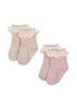2 Pack Glitter Frill Socks (Rosette)