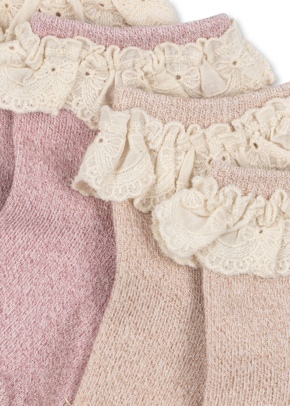 2 Pack Glitter Frill Socks (Rosette)