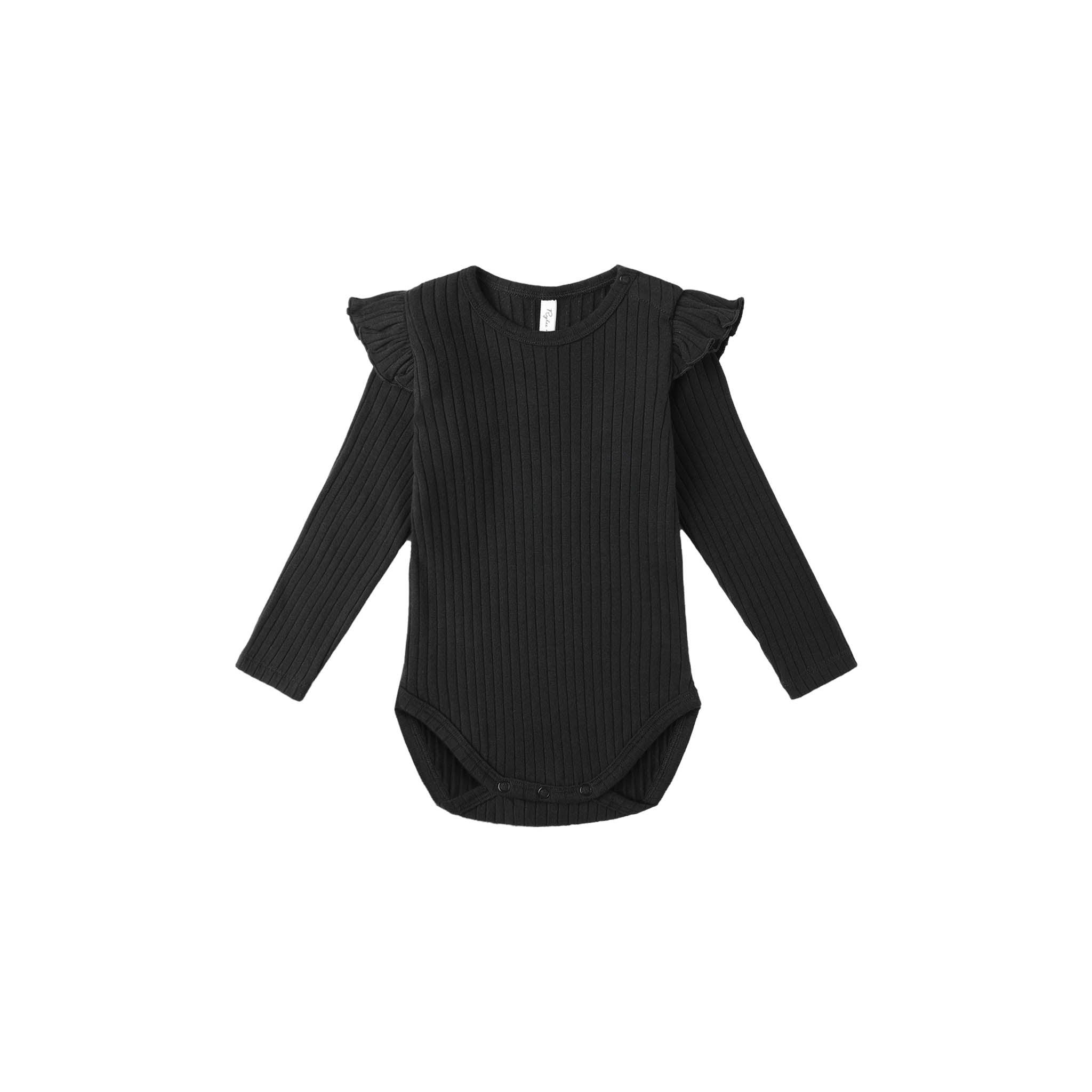 Shoulder Ruffle Bodysuit (Black)