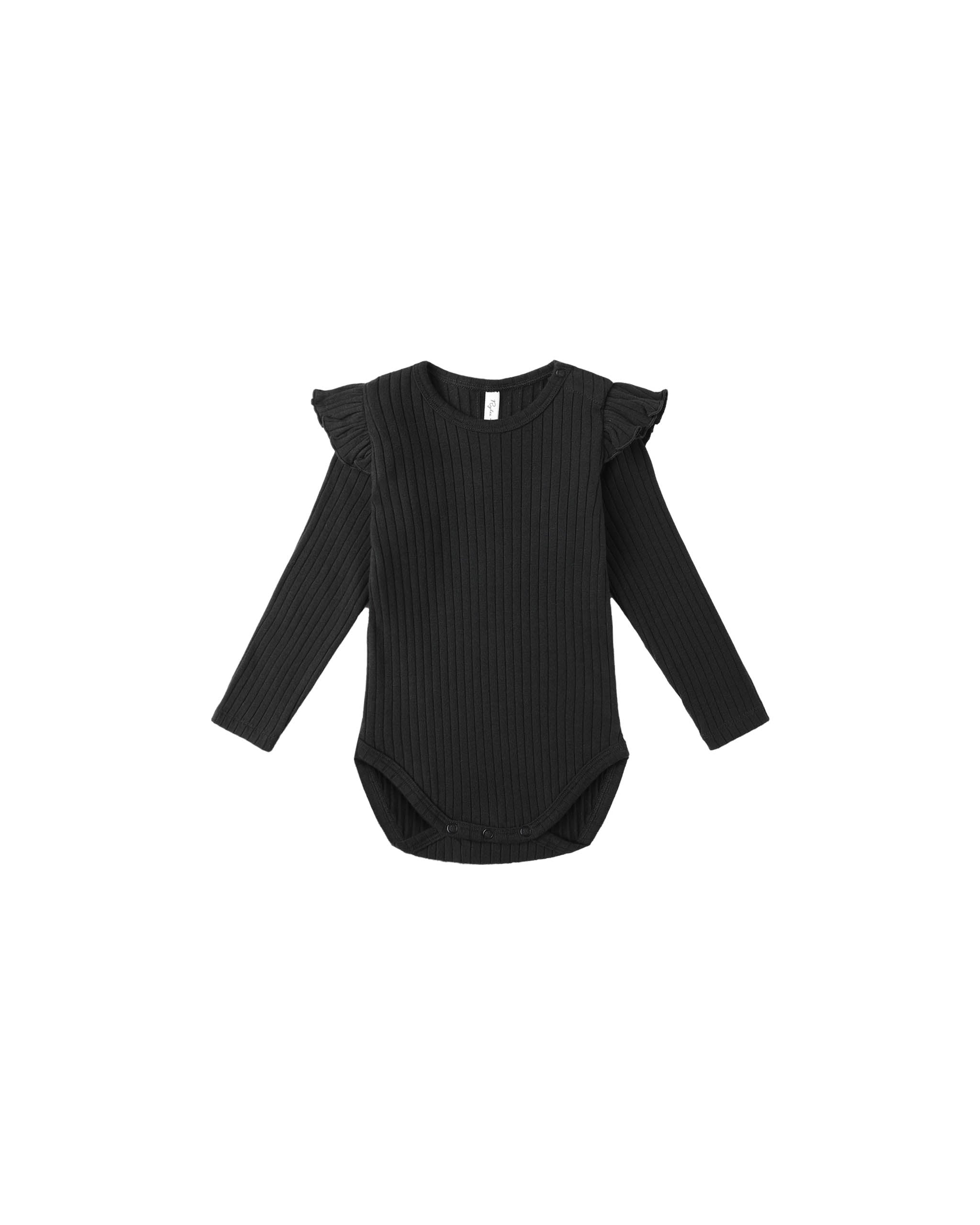 Shoulder Ruffle Bodysuit (Black)