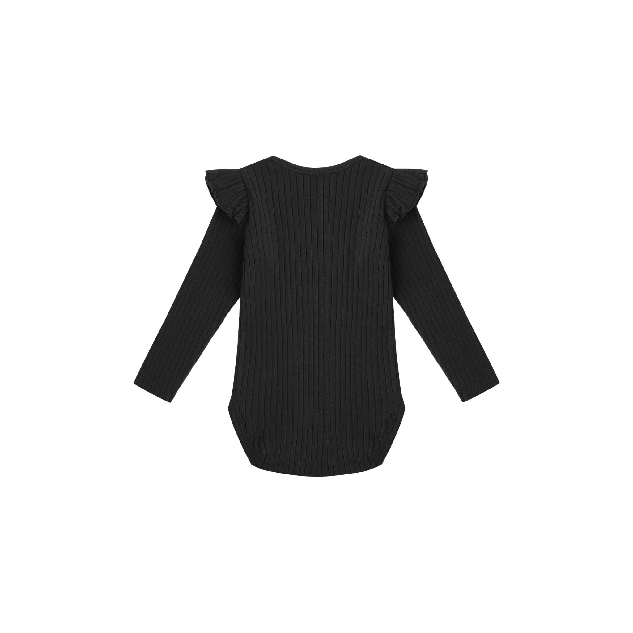Shoulder Ruffle Bodysuit (Black)