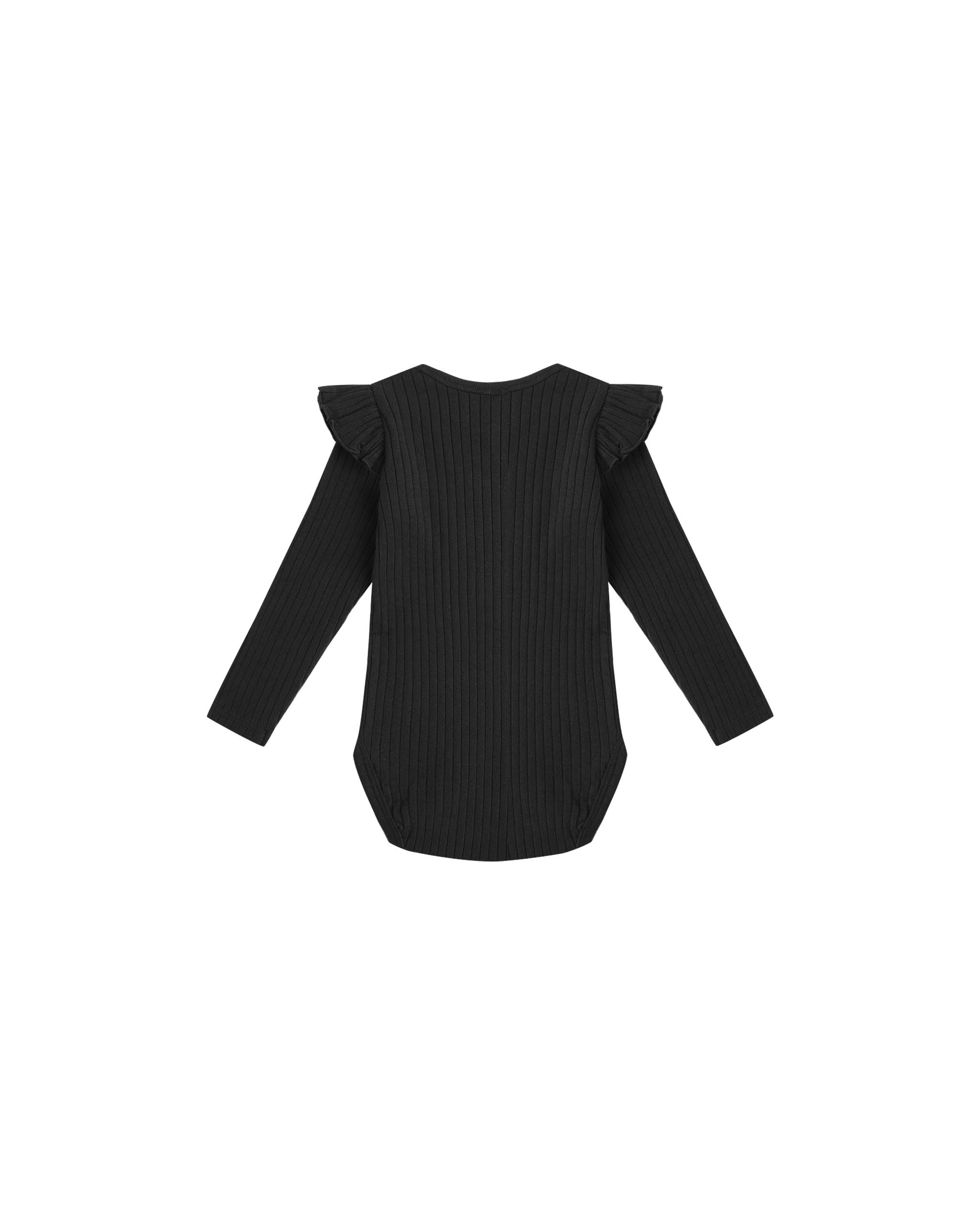 Shoulder Ruffle Bodysuit (Black)