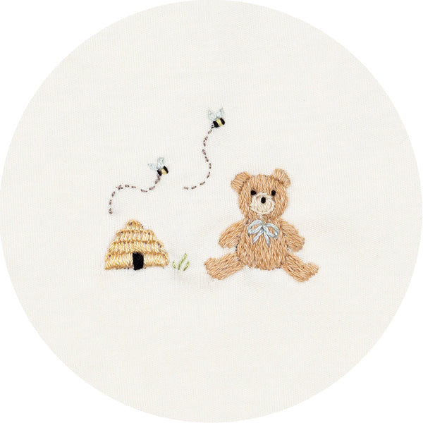 Embroidered Three Piece Take Home Set (Pearl/Honey Bear)