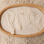 Embroidered Three Piece Take Home Set (Pearl/Honey Bear)