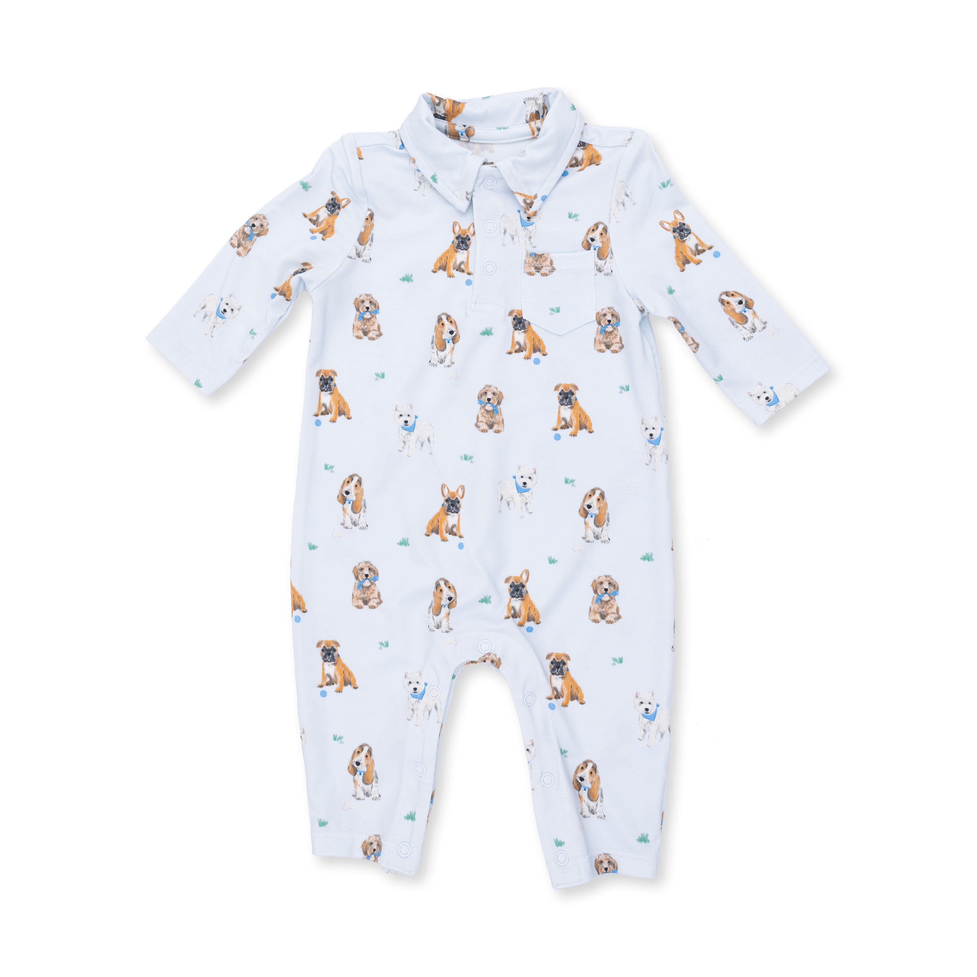 Polo Romper (Bestie Dogs Blue)