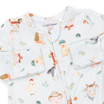 2 Way Zipper Footie (Baby Farm Faces)