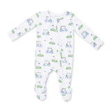2 Way Zipper Footie (Golf Carts Blue)