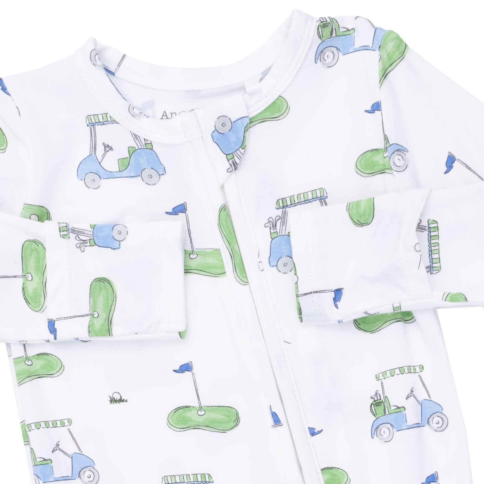 2 Way Zipper Footie (Golf Carts Blue)