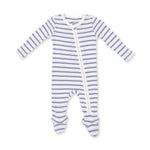 2 Way Zipper Footie (Vintage Stripe Blue)