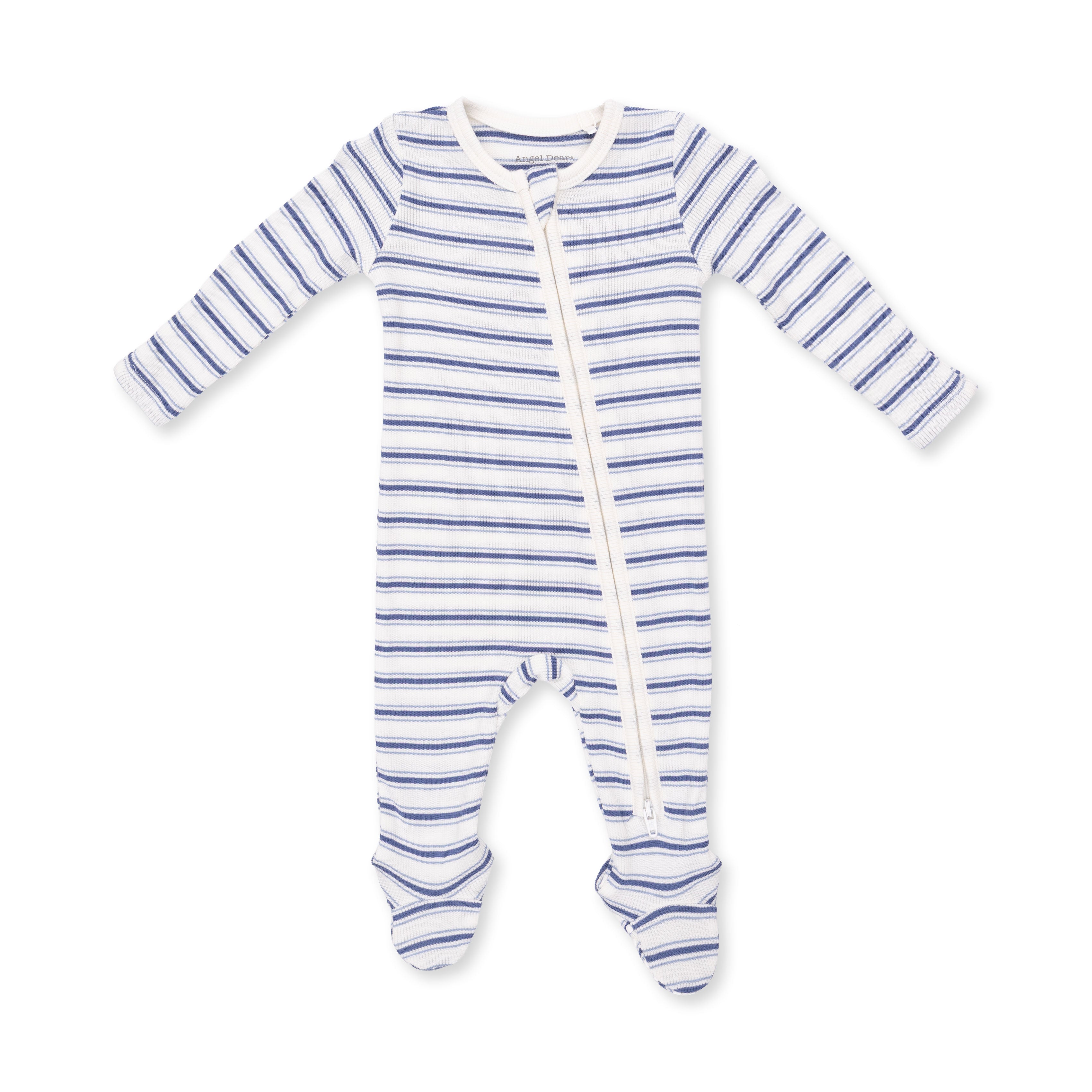 2 Way Zipper Footie (Vintage Stripe Blue)