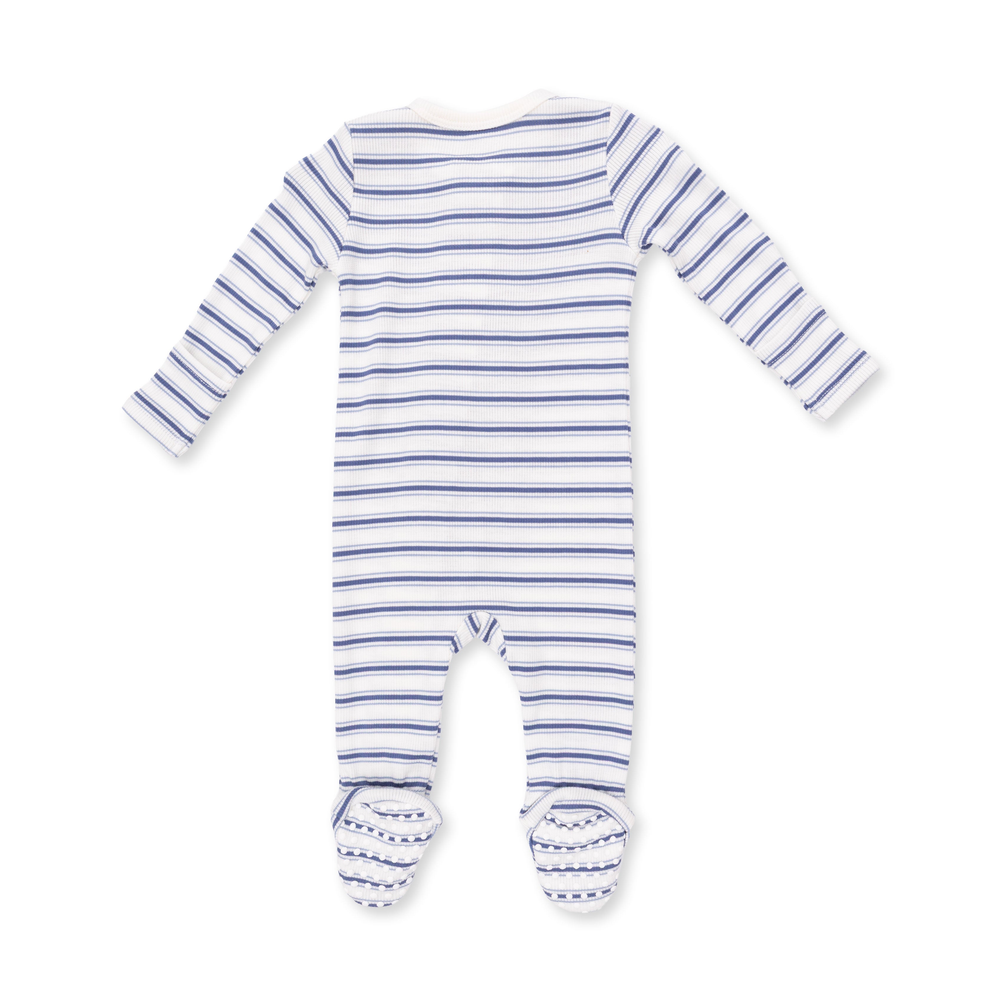 2 Way Zipper Footie (Vintage Stripe Blue)